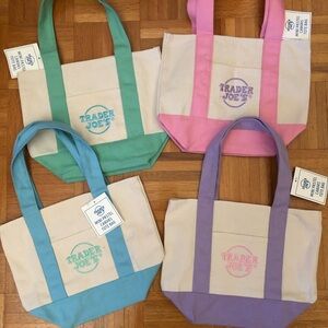 Trader Joe's Canvas Tote Bag Collection - Pink, Green, Blue, Purple